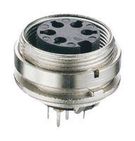 CONNECTOR,CIRCULAR DIN,FEMALE CHASSIS SOCKET,REAR MOUNT,PCB TERM,IP40