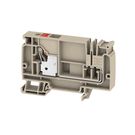 Supply terminal, PUSH IN, 10 mm², 250 V, 57 A, Number of potentials per tier: 1, TS 35, dark beige, Colour of operational elements: red Weidmuller