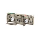 Supply terminal, PUSH IN, 10 mm², 250 V, 17 A, Number of potentials per tier: 2, TS 35, dark beige, Colour of operational elements: red / blue Weidmuller