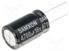 Capacitor: electrolytic; low ESR; THT; 4700uF; 16VDC; Ø16x25mm SAMXON