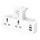 LDNIO SC2311 Power Strip with 2 AC Outlets, 2USB, USB-C, 2500W with Night Light, EU/US (White), LDNIO
