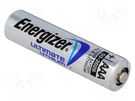 Battery: lithium; 1.5V; AAA,R3; 1200mAh; non-rechargeable ENERGIZER