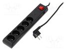 Plug socket strip: protective; Sockets: 5; 230VAC; 10A; black JONEX