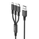 Budi 3in1 USB to USB-C / Lightning / Micro USB Cable 1m (Black), Budi