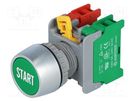 Switch: push-button; 22mm; Stabl.pos: 1; NC + NO; green; none; IP65 AUSPICIOUS