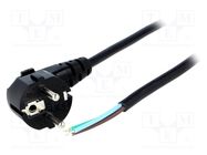 Cable; 3x1mm2; CEE 7/7 (E/F) plug angled,wires; PVC; 5m; black LIAN DUNG