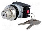 Switch: rotary with key; 30mm; Stabl.pos: 2; NC + NO; silver; IP56 PROMET