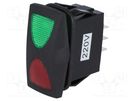 ROCKER; SP3T; Pos: 3; ON-OFF-ON; 10A/250VAC; green-red; IP66; LED SCI