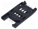 Connector: for cards; SIM; with hinged holder; SMT; gold-plated ATTEND