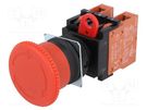 Switch: emergency stop; 22mm; Stabl.pos: 1; NC x2; red; 3A/230VAC OMRON