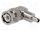 Plug; BNC; male; angled 90°; RG58; crimped; for cable; Core: solid 