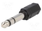 Adapter; Jack 3.5mm socket,Jack 6,3mm plug; stereo 