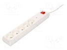 Plug socket strip: protective; Sockets: 5; 230VAC; 10A; white JONEX