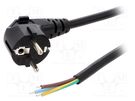 Cable; 3x1.5mm2; CEE 7/7 (E/F) plug angled,wires; PVC; 3m; black LIAN DUNG