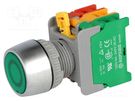 Switch: push-button; 22mm; Stabl.pos: 2; NC + NO; green; 3A/230VAC AUSPICIOUS