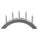 Candlestick for 5x E10 bulbs, wooden, grey, arch, 20x38 cm, indoor, warm white, EMOS