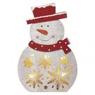 LED Christmas snowman, wooden, 30 cm, 2x AAA, indoor, warm white, timer, EMOS