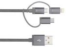 USB CABLE, A PLUG-L CONN+MICRO+C PLUG/1M