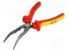 Pliers; insulated,curved,half-rounded nose,elongated; 200mm C.K