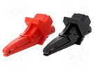 Crocodile clip; 20A; red and black; Grip capac: max.20mm; 1kV POMONA