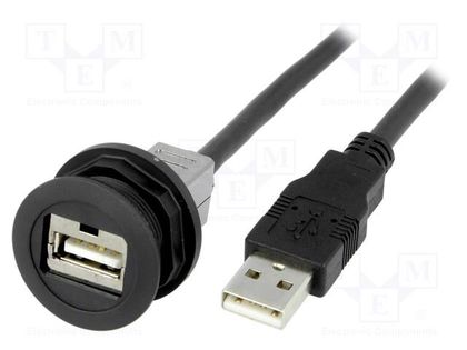 USB socket; 22mm; har-port; -25÷70°C; Ø22.3mm; IP20; black HARTING 09454521960