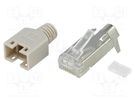 Plug; RJ45; PIN: 8; shielded,with strain relief; gold flash; grey CONNFLY