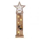 LED decoration, wooden – stars, 48 cm, 2x AA, indoor, warm white, timer, EMOS