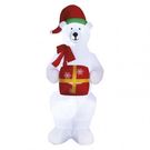 LED polar bear with a present, inflatable, 240 cm, indoor and outdoor, cool white, EMOS