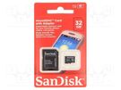 Memory card; microSDHC; Class 4; 32GB; SD adapter SANDISK