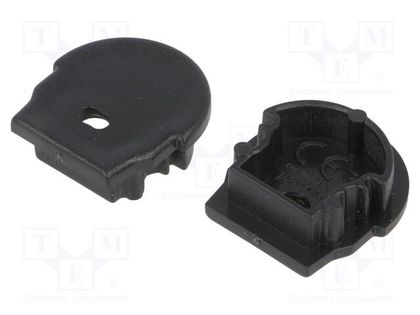 Cap for LED profiles; black; 2pcs; ABS; with hole,rounded; UNI12 TOPMET TOP-A1970002
