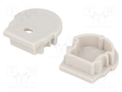 Cap for LED profiles; grey; 2pcs; ABS; with hole,rounded; UNI12 TOPMET TOP-A1970022