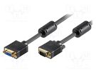 Cable; D-Sub 15pin HD socket,D-Sub 15pin HD plug; 2m; black Goobay