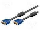 Cable; D-Sub 15pin HD socket,D-Sub 15pin HD plug; 3m; black Goobay