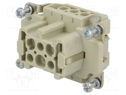 Connector: HDC; contact insert; female; Han® Ex; PIN: 6; 6+PE; 16A HARTING 09360062701