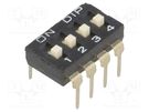 Switch: DIP-SWITCH; Poles number: 4; ON-OFF; 0.1A/24VDC; Pos: 2 DIPTRONICS