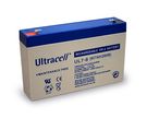 UL lead acid battery 6 V, 7 Ah (UL7-6), white-blue - Faston (4.8mm) lead acid battery