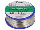 Soldering wire; Sn99Ag0,3Cu0,7; 560um; 100g; lead free; reel; 3% CYNEL