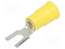 Tip: fork; M4; Ø: 4.32mm; crimped; for cable; insulated; yellow KEYSTONE