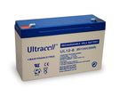UL lead acid battery 6 V, 12 Ah (UL12-6), white-blue - Faston (4.8mm) lead acid battery