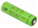 Re-battery: Ni-MH; AA; 1.2V; 2600mAh; ReCyko+; Ø14.5x50.5mm; 270mA GP