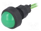 Indicator: LED; prominent; green; 230VAC; Ø13mm; IP20; leads 300mm ELPROD