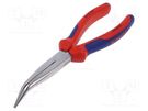 Pliers; curved,half-rounded nose; for gripping,for bending KNIPEX