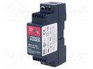 Power supply: switched-mode; for DIN rail; 15W; 24VDC; 0.63A; 85% TRACO POWER