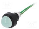 Indicator: LED; prominent; green; 230VAC; Ø13mm; leads 300mm POLAM-ELTA