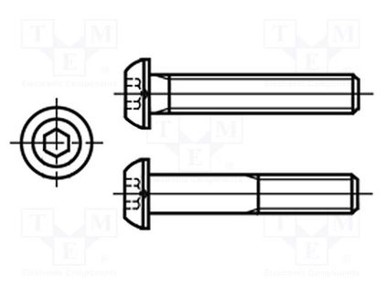 Screw; M6x35; 1; Head: button; hex key; HEX 4mm; A2 stainless steel KRAFTBERG M6X35/ISO7380-1-A2