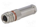 Connector: M8; female; PIN: 5; for cable; plug; 1.5A; IP67; 30V BULGIN