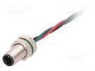 Connector: M5; socket; male; cables; PIN: 3; IP67; 60V; 100mm; 1A BULGIN