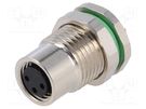 Connector: M8; female; PIN: 3; for panel mounting,front side nut BULGIN