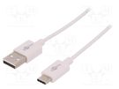 Cable; USB 2.0; USB A plug,USB C plug; 1m; white; Core: Cu; 480Mbps Goobay