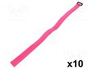 Hook and loop fastener; L: 500mm; W: 20mm; polyamide; pink; 10pcs. LOGILINK